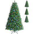 thumbnail image 1 of Prelit Christmas Tree, Artificial Holiday Xmas Tree 6ft 1400 Branch Tips, 9 Lighting Modes Multicolour 350 LED Lights, Multiple Decorative Accessories, Slim PVC Xmas Tree for Holiday Decor, 1 of 8