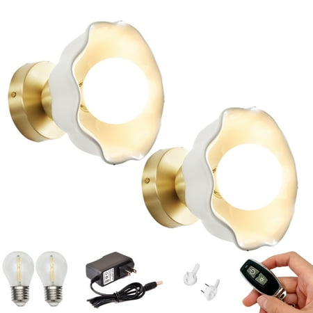 

Kiven Battery Operated Wall Lamp Vintage Rechargeable Wall Sconces with Ceramic Lampshade E26 Socket Warm White Bulb Included(Set of 2)