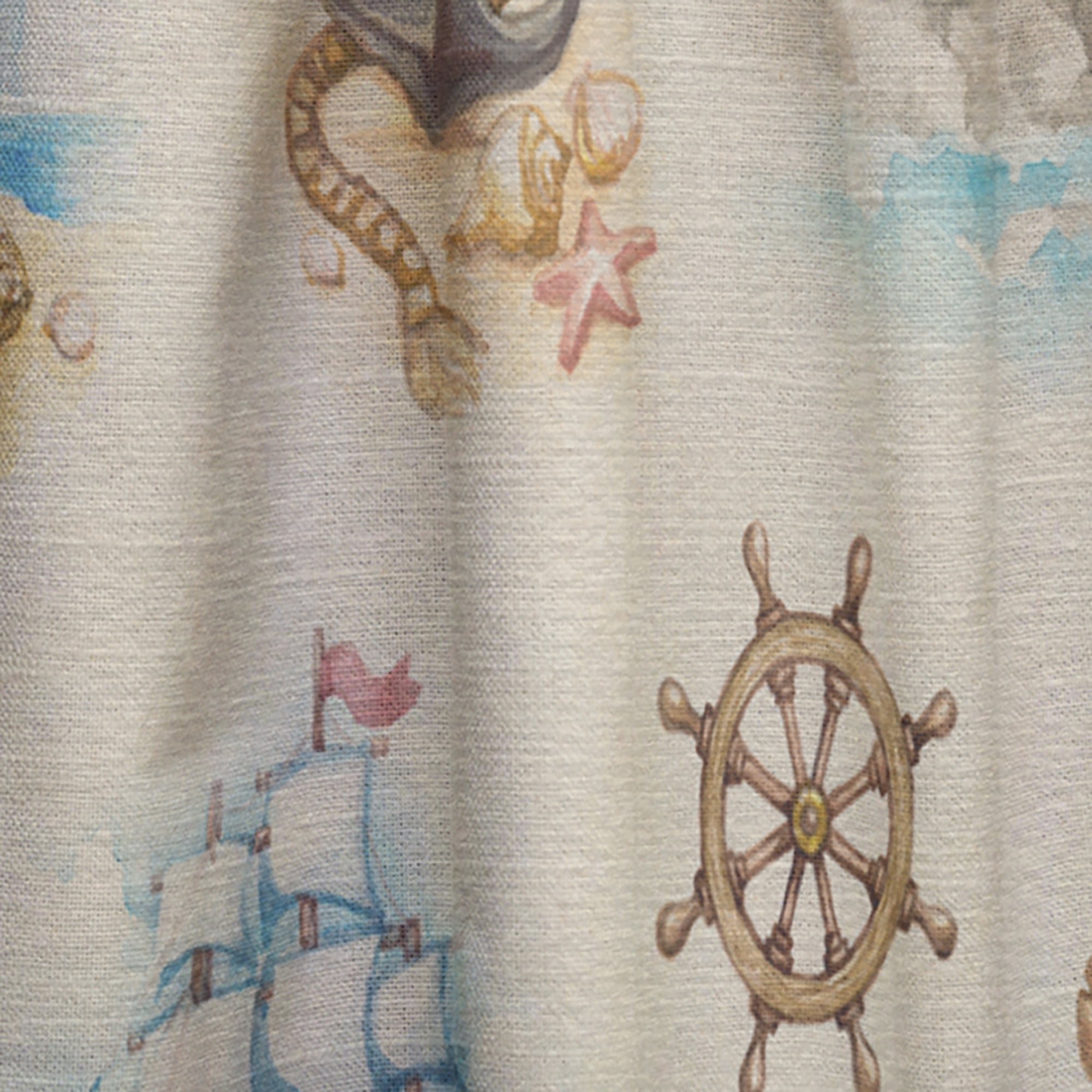 Designart 'Watch Tower Sail Boat Binocular' Coastal Curtain Panel