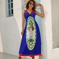thumbnail image 5 of Flag of Belize Womens Night Club Maxi Dress V Neck Sleeveless Bohemia Long Dresses, 5 of 9