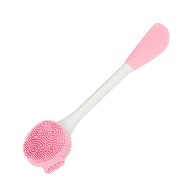 Cepillo de limpieza facial de silicona Unique Bargains, limpiador de cara multifuncional de mano para el cuidado de la piel 6.30"x1.57" rosa y blanco