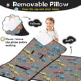 thumbnail image 3 of Monster Cartoon Truck Gray Pattern Teens Toddler Nap Mat with Pillow, Sleeping Mat Bag for Preschool Daycare 59"x22", 3 of 6