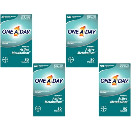 4 Pack One-A-Day Womens Active Metabolism Complete Multivitamin Tablets 50 Each