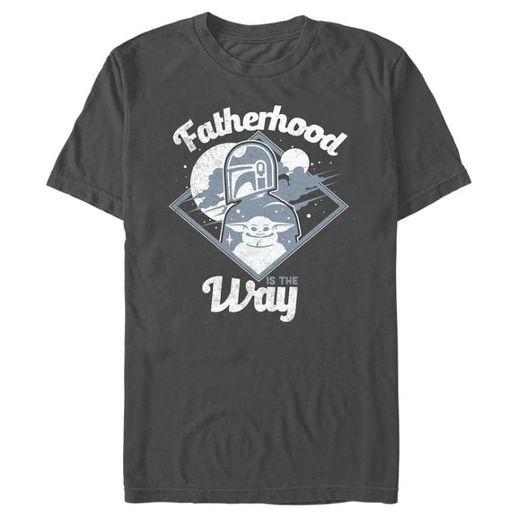 Men's Star Wars: The Mandalorian Father's Day Mando Fatherhood is the Way Graphic Tee Charcoal Medium