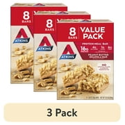 (3 pack) Atkins Peanut Butter Granola Protein Meal Bar, 16g of Protein, Meal Replacement, 8 Count (Value Pack)