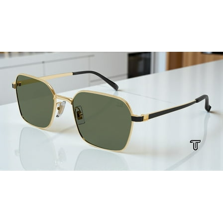 DUNHILL DU0036S 006 Squared Green Gold 58 mm Men's Sunglasses