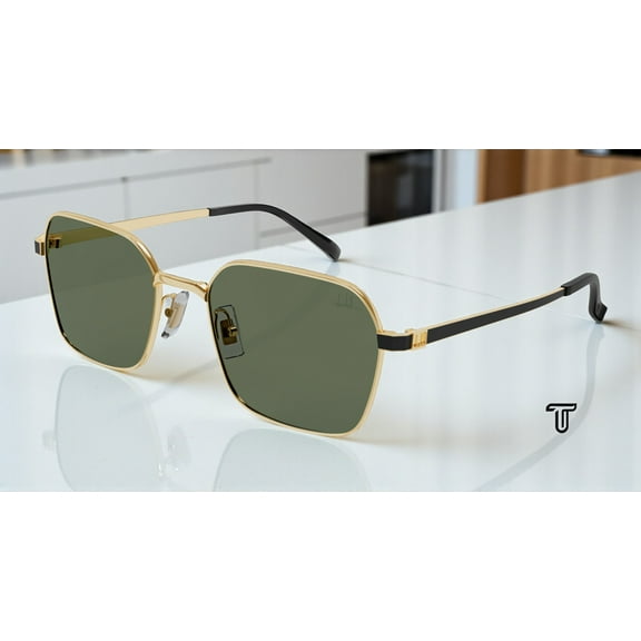 DUNHILL DU0036S 006 Squared Green Gold 58 mm Men's Sunglasses