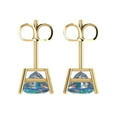 thumbnail image 4 of 3 Ct Princess Cut Studs Blue Moissanite 14K Yellow Solid Solid Gold Everyday Dainty Earrings Push Back, 4 of 7