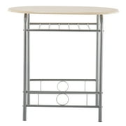 3 Pieces Dining Set, Bistro Table Set with Metal Frame and Shelf Storage, Contemporary Bar Table Set, Couple Wooden Table and 2 Chairs Set for Cafe/Breakfast Nook/Kitchen, Space Saving, JA1539