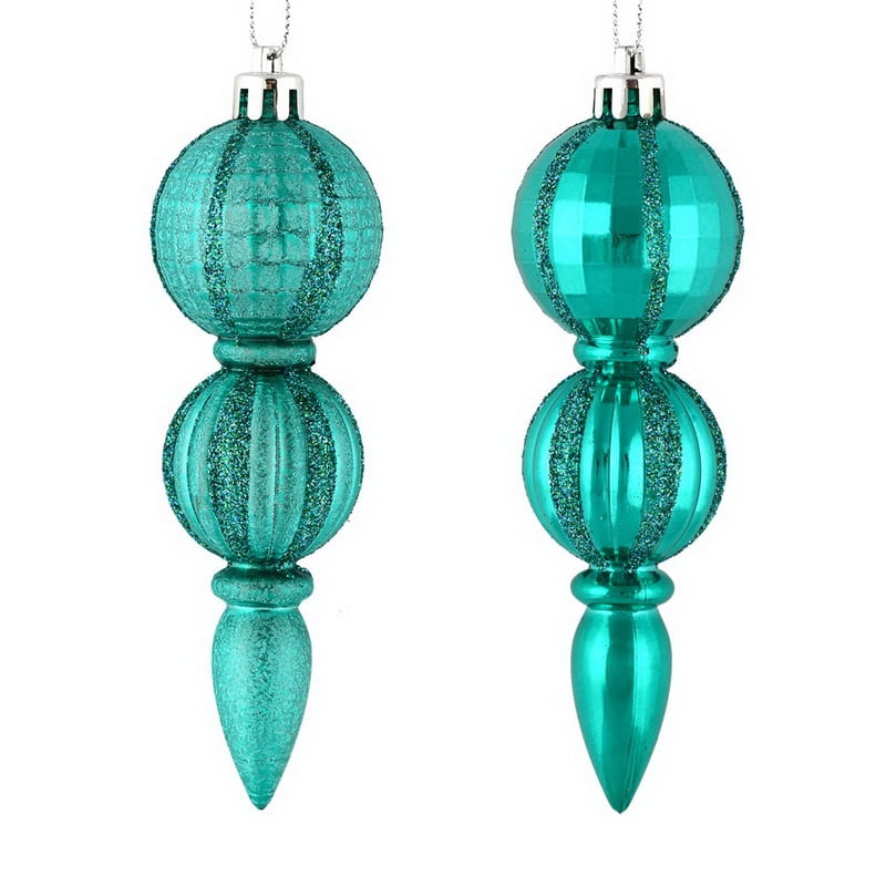 Vickerman 544457 5" Teal Glitter/Matte Finial Christmas Tree Ornament