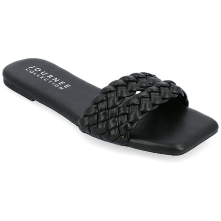 

Journee Collection Womens Sawyerr Tru Comfort Foam Dual Braided Band Slide Sandals