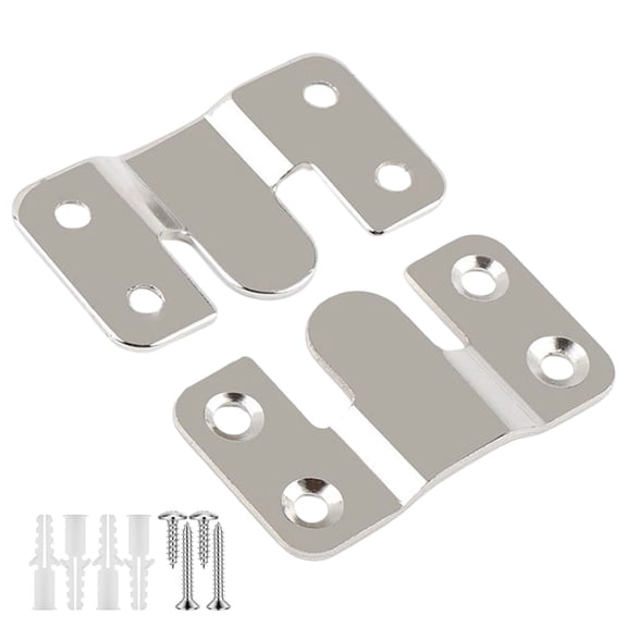 1 Pairs Interlocking Flush Mount Bracket Picture Hanging Hooks Stainless Steel Photo Frame Hook Picture Hanger Hanging Buckle Furniture Connector Headboard Wall Mounting Hardware L Size