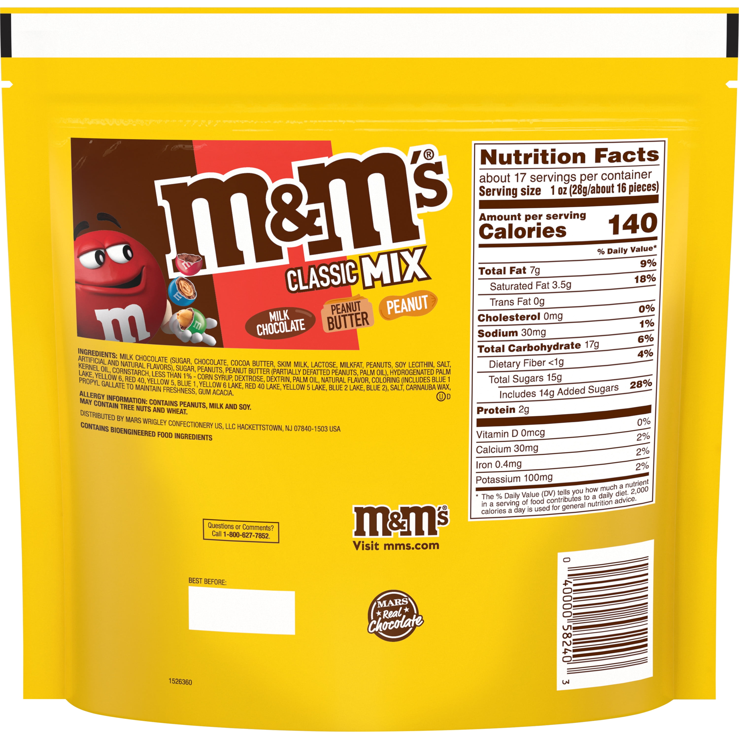 M&M's Chocolate Candies, Peanut Butter, Family Size 17.2 oz