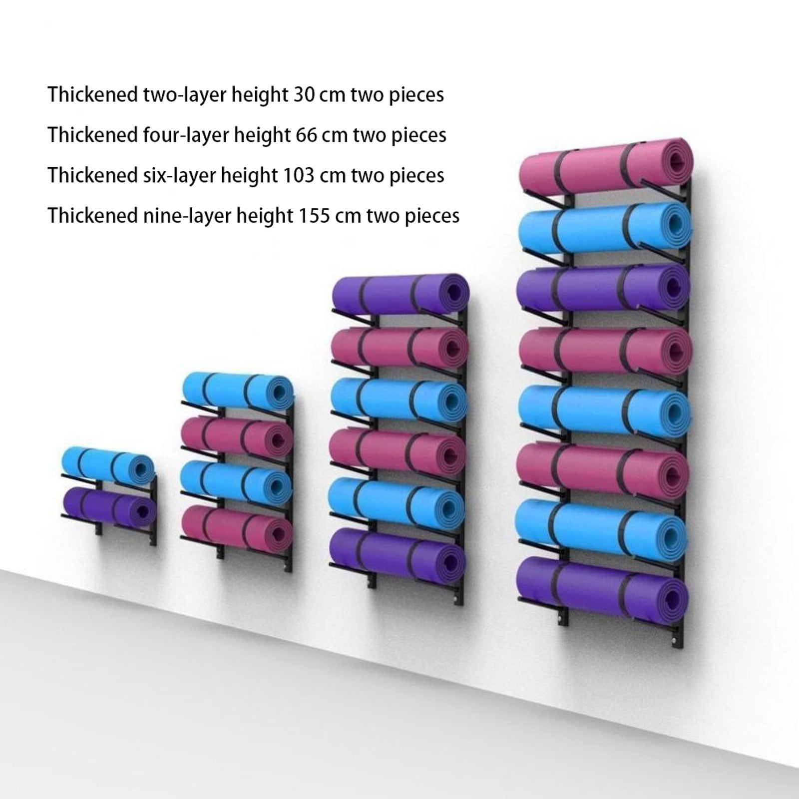 Yoga Mat Wall Storage Rack  Holds 2/4/6/9 Yoga Mats  Wall Mounted Home Gym Storage Rack For Dumbbells, Kettlebells, Rolle