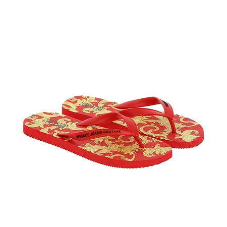 Versace Jeans Couture Red/Gold Baroque Print Flip Flop Slide-11 for mens