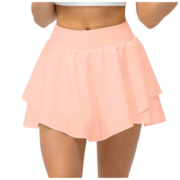 RUTAYY Women's Skirt Solid Color Yoga Sports Loose Fit Breathable Light Half Bottom Comfortable Breathable Trendy Travel Mini Skirt