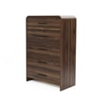 thumbnail image 6 of LuxenHome Modern Walnut Finish 5-Drawer Chest, Engineered Wood Storage Dresser with Rounded Corners, 6 of 12