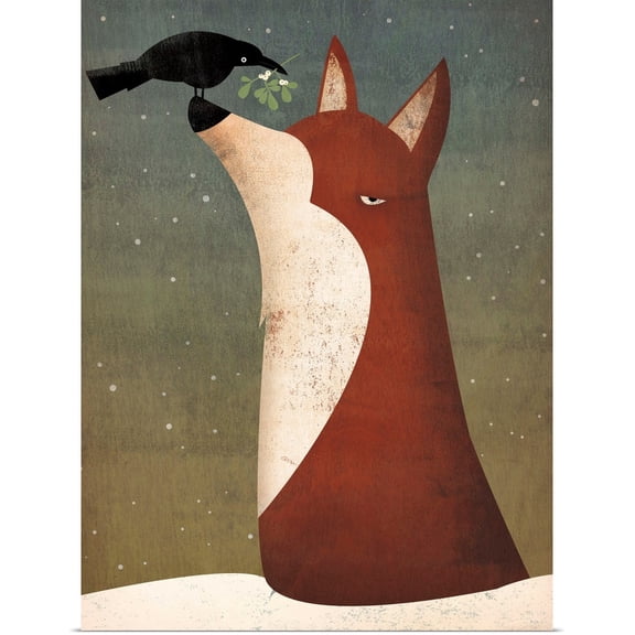 Great BIG Canvas | Rolled Ryan Fowler Poster Print entitled Fox and Mistletoe