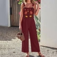 thumbnail image 7 of Floral Overalls for Women Boho Embroidered Wide Leg Cotton Linen Jumpsuits Loose Lightweight Adjustable Strap Cute Overalls, 3XL, 7 of 7