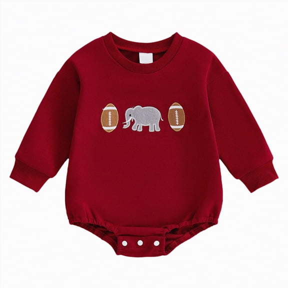 UngA Baby Boy Football Outfit Infant Bubble Romper Sweatshirt Newborn Onesie Cute Long Sleeve Fall Winter Spring Clothes (Red,0-3 Months)