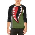 thumbnail image 1 of Halloween WWII Flying Tiger Fighter Shark Nose Art Mens Raglan T Shirt, 1 of 2