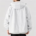 thumbnail image 4 of Windbreaker Jackets for Men Oversized Cargo Multi Pocket Hooded Outdoor Windbreaker Light Water Resistant Street Camping Jacket White M, 4 of 5