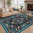 thumbnail image 4 of Nanan 5'x7' Floral Area Rug Distressed Oriental Vintage Carpet, Washable Rug Non Slip Low Pile Indoor Rug for Living Room Farmhouse Home Decor, Black, 4 of 9