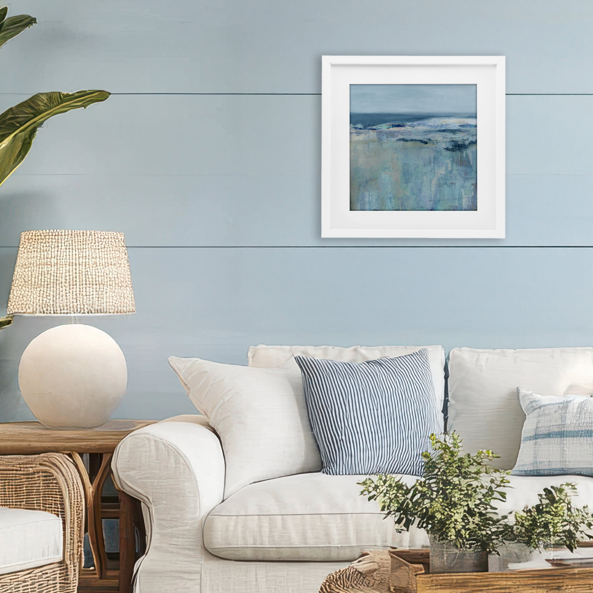 Stupell Industries Serene Abstract Pastel Seascape White Framed Print Under Glass, design by Carol Robinson