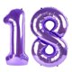 thumbnail image 1 of Globo Kelfuoya, 40 cm, color morado, número 18, lámina de mylar, helio, 1 of 6