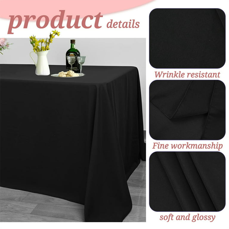 60x 84 Fabric Tablecloth - Jet Black