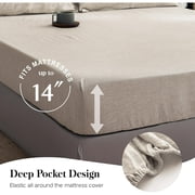 Simple&Opulence 100% Linen Sheet Set-Pure Linen Bedding Sheet-4 Pieces (1 Flat Sheet,1 Fitted Sheet,2 Pillowcase)-Embroidery Collection,Soft & Cozy,Cooling Bedding- Queen Size, Linen