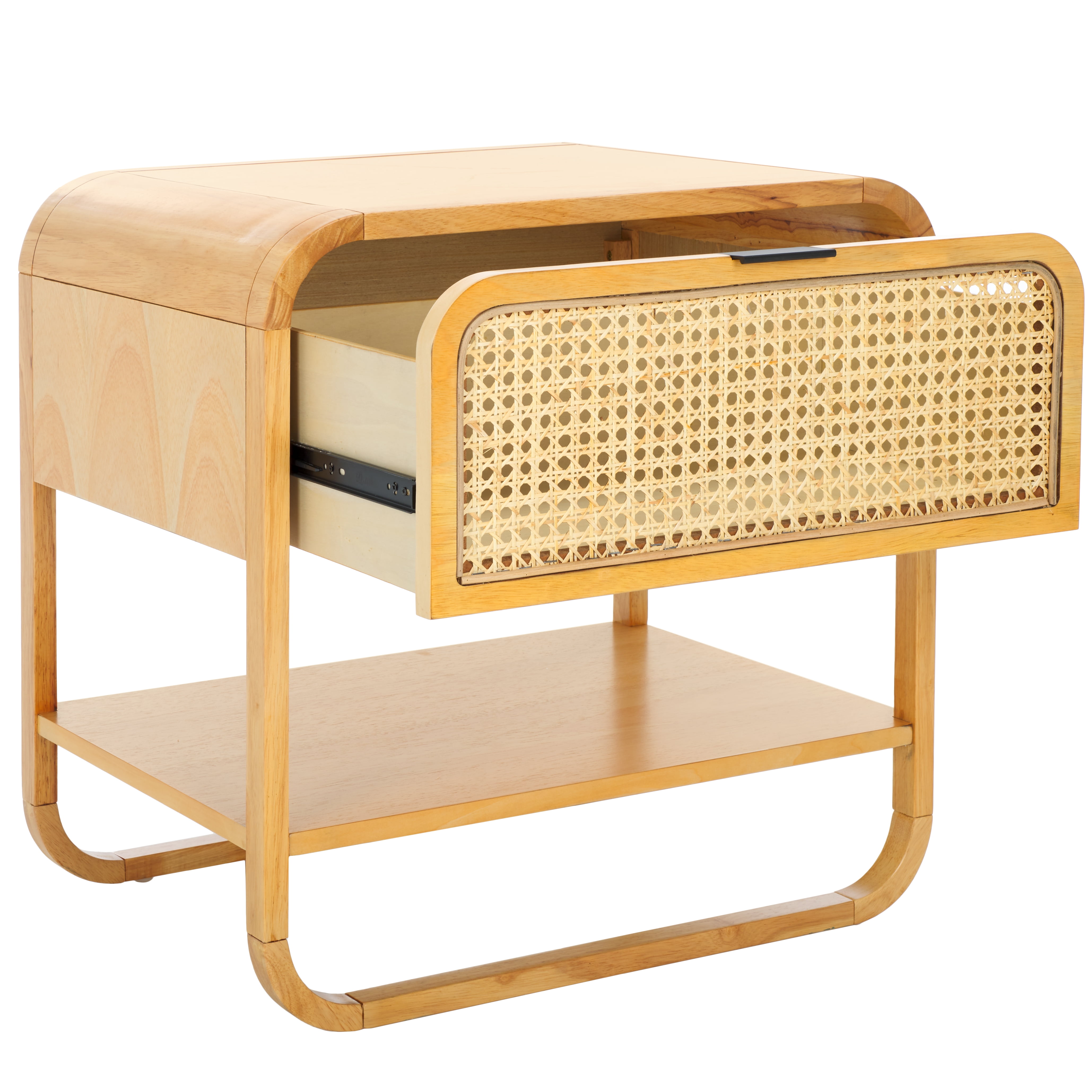SAFAVIEH Yunis Contemporary 1 Drawer Nightstand,Natural/Natural Rattan