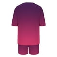 thumbnail image 3 of Abomasnow Lounge Sets for Women Casual Short Sleeve Crew Neck T-Shirts and Elastic Waist Shorts 2 Piece Color Blocking Pajama Outfits, 3 of 6