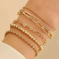 thumbnail image 2 of Gold Bracelets for Women Chunky Gold Bracelet Stack No Tarnish Stackable Dainty Chain Bracelets Sets for Women Trendy Jewelry Gifts Adjustable, 2 of 2