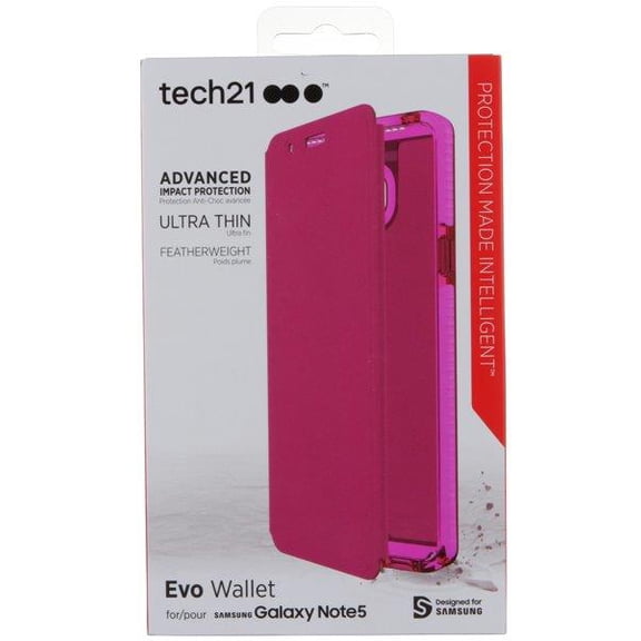Tech21 PINK EVO WALLET MAGNET FLIP CASE STAND FOR SAMSUNG GALAXY NOTE 5