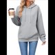thumbnail image 2 of Sudadera con Capucha para Mujer, Informal, de Larga, con Cordón Ajustable, Estilo Waffle, Holgada, con Bolsillo. Gris L, 2 of 10