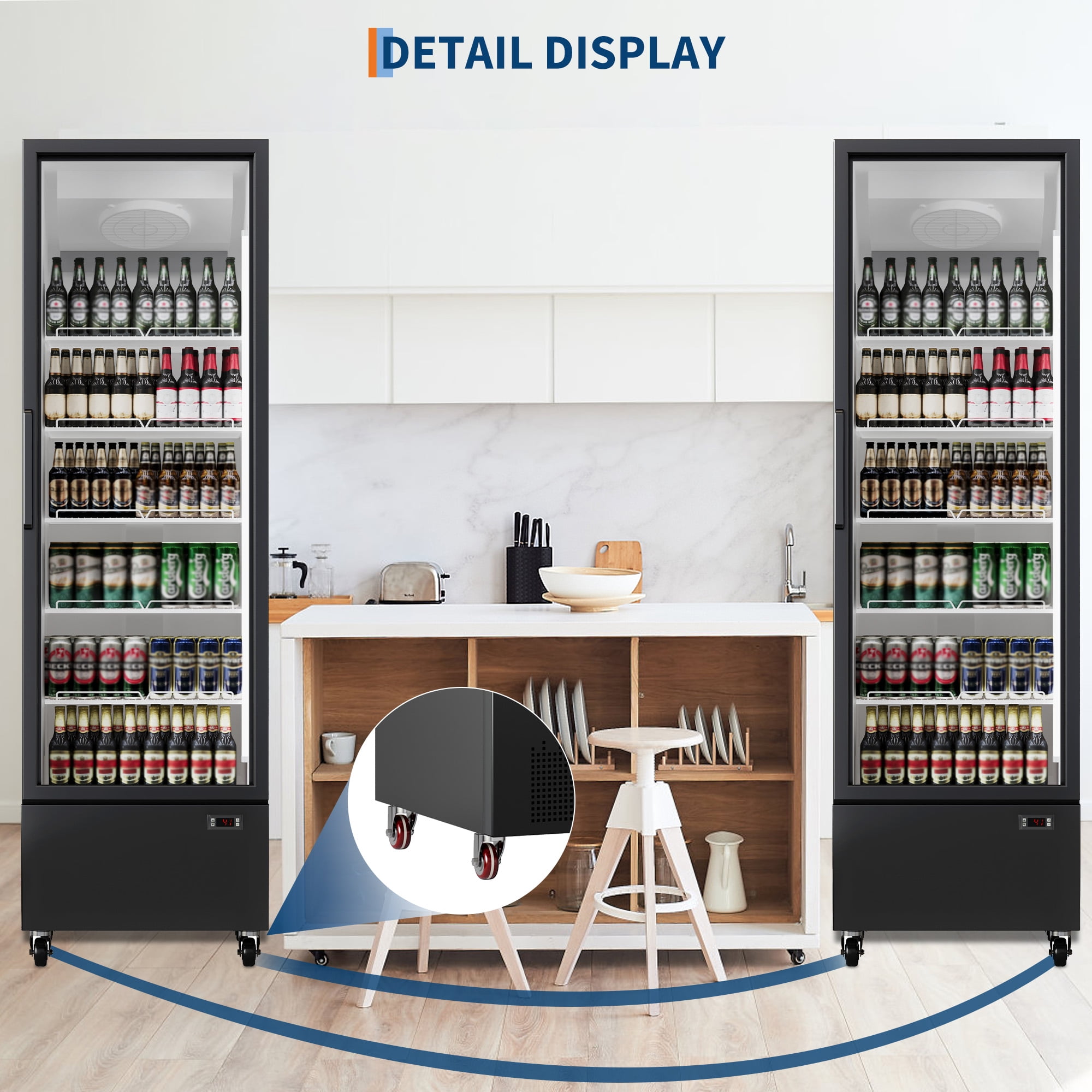 35.3 Cu. Ft Black Commercial Beverage Merchandiser Cooler – Upright Refrigerator with Glass Door & Adjustable Shelves, Ideal for Stores, Restaurants, Bars & Supermarkets