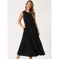 thumbnail image 2 of DARING DIVA Sleeveless Crewneck Tiered Casual Midi Dress S Blacks, 2 of 5