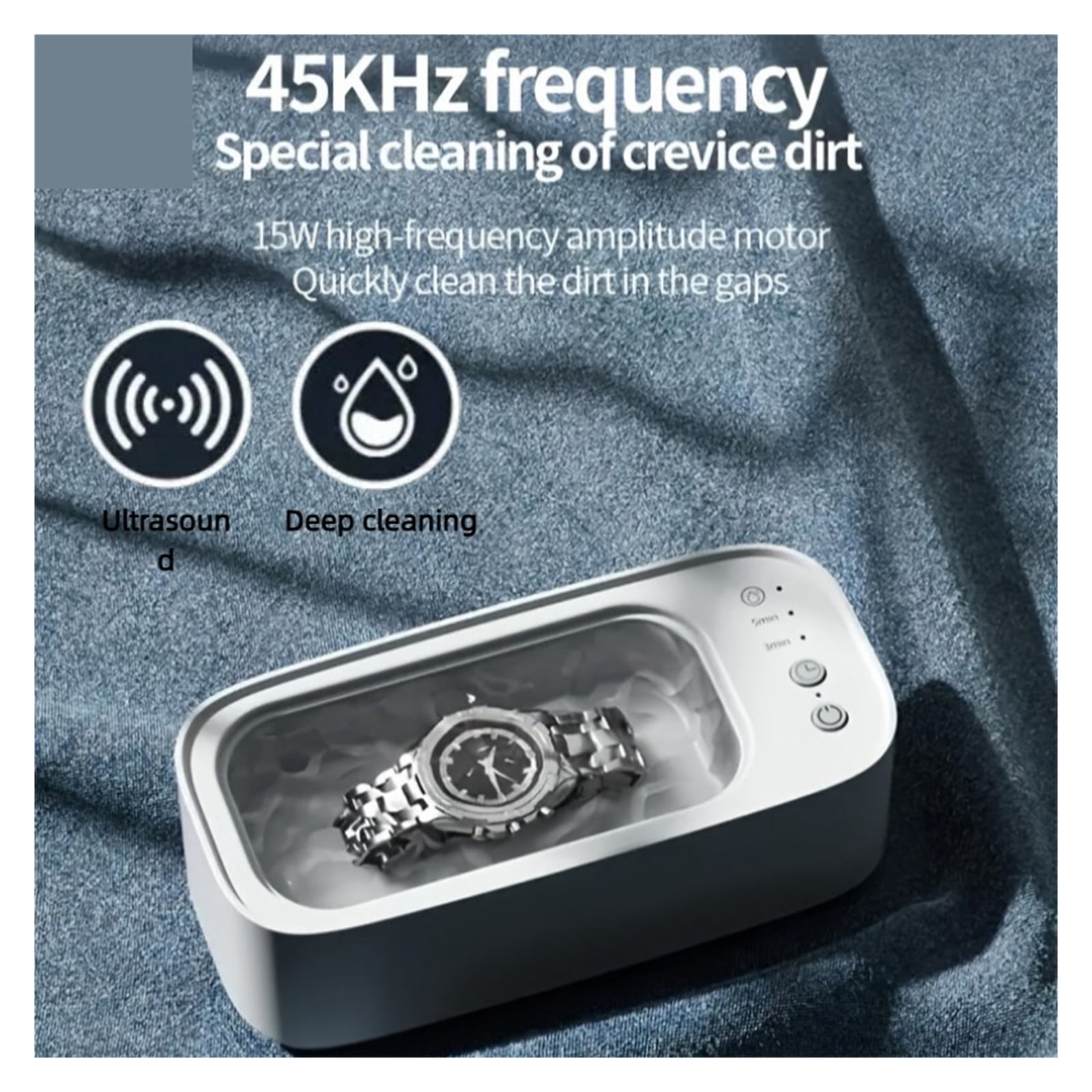 Portable 45KHZ Ultrasonic Glasses Cleaning Machine Ultrasound Jewelry Cleaner Machine High Frequency Household Cleaner