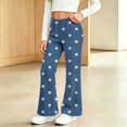 thumbnail image 2 of MuXiKeJi Clothes Jeans Baggy Kids Cute Print Elastic Waist Wide Leg Flared Denim Pants Regular Fit Long Casual Bottoms Girls Jeans Pants, 2 of 8