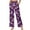Cherry Blossom Stars Print Violet, variant on Leaf Print White Navy Blue Womens High Waist Casual Pants Drawstring Wide Leg Vacation Comfy Lounge Trousers Stylish Flowy Loose Fit Slacks with Side Pockets, L
