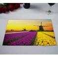 thumbnail image 2 of PKQWTM Dutch Windmill Violet Yellow Holland Tulips Field Sunset Netherlands Kitchen Dining Table Mats Placemats Size 12x18 Inches, Set of 2 Pieces, 2 of 2