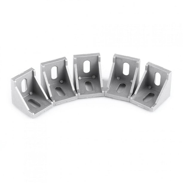 Samfox Escuadra Carpintero Escuadras Refuerzo Escuadra Angulo 90 Escuadras 2 Agujeros Escuadra Refuerzo Aleación de Aluminio L Forma Conector ángulo Recto 90 Grados Brace Sujetador 40x40mm 5Pcs