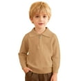 thumbnail image 4 of KKBOTIVE Boys Quarter Zip Long Sleeve Shirt Casual Solid Color Sweatshirt Lapel Cozy Top for Kids Toddler Fall Spring Clothes ( Khaki Size: 2-3 Years ), 4 of 7