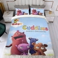 thumbnail image 4 of Los Cuddlies Conjunto de sábanas temático, trío de piezas, cómodo y amigable con la piel, diseño único, regalo de decoración para el hogar para familiares, amigos y fans, 90 cm * 190 cm, 4 of 6