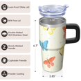 thumbnail image 3 of Butterfly 20oz Stainless Steel Tumbler with Handle and Straw – Insulated Travel Cup with Sliding Lid, 360° Full Wrap Printed Mug for Home, Outdoor & Sports Use, Spring, 3 of 6