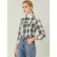 thumbnail image 4 of INSPIRE CHIC Women Classic Vintage Button Front Closure Chest Pocket Plaid Crop Jacket, 4 of 6