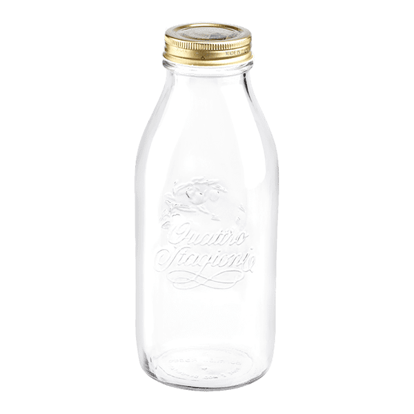 Bormioli Rocco Quattro Stagioni Glass Milk Bottle 33.75, 4 Pack