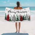 thumbnail image 2 of Buffalo Plaid Christmas Tree Beach Towels Blanket Soft&Absorbent Quick Dry Microfiber White Winter Snowflakes Pool Towels for Swimming ,Yoga, Sports, Gym, Camping,Large 30X60in,, 2 of 8