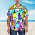 thumbnail image 2 of Balery Graffiti Pineapples Camisas hawaianas de manga corta para hombre, camisas playeras de corte holgado, camisas de vacaciones con botones,Small, 2 of 7